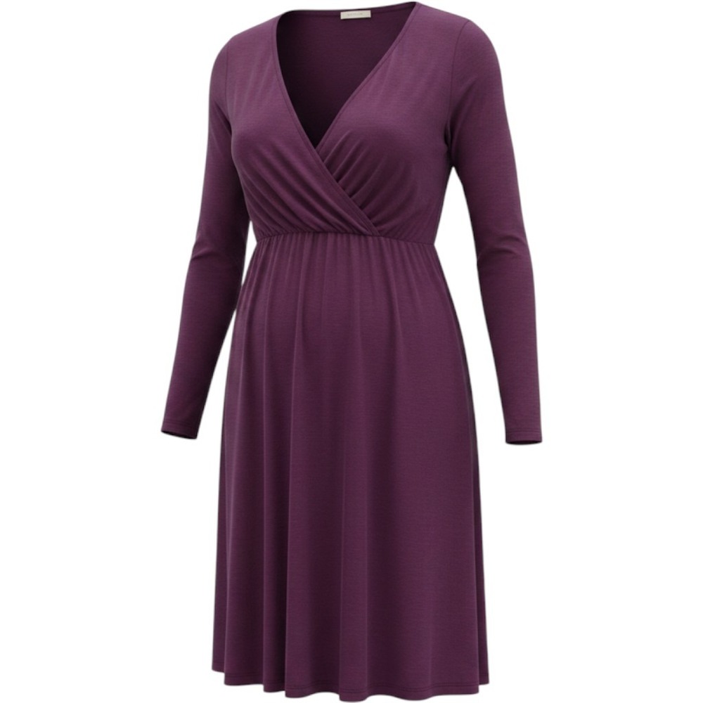 Pink Lotus Dress Womens XL Purple Long Sleeve Ruched Empire Waist